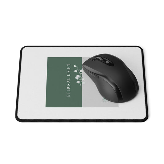 Aesthetic rectangular desk mat showcasing our delicate green and white Lily of the Valley floral artwork on a clean white background.
