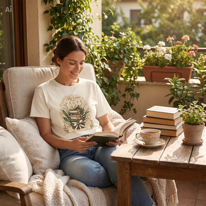 She Lives Between Pages T-Shirt | Bookish 280 GSM